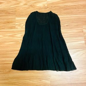 Vintage Black Silk Chiffon Pleated Tank Blouse